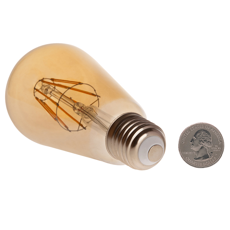 Gold Tint ST18 E26/E27 8W LED Vintage Antique Filament Light Bulb, 75W Equivalent, 4-Pack Gold Tint ST18 E26/E27 8W LED Vintage Antique Filament Light Bulb, 75W Equivalent, 4-Pack